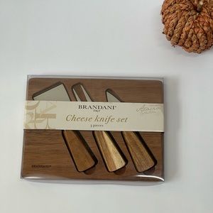 Cheese Board Knife Set Cutlery Tools Charcuterie Food Serving Tray Wine Bamboo 5